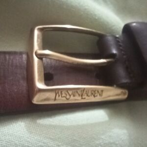 Yves Saint Laurent Dark Brown Belt with Solid Brass Buckle
